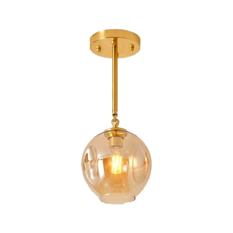 Concave Amber/Smoke Gray Glass Semi Flush Light Fixture Nordic 1 Light Ceiling Flush Mount for Hallway
