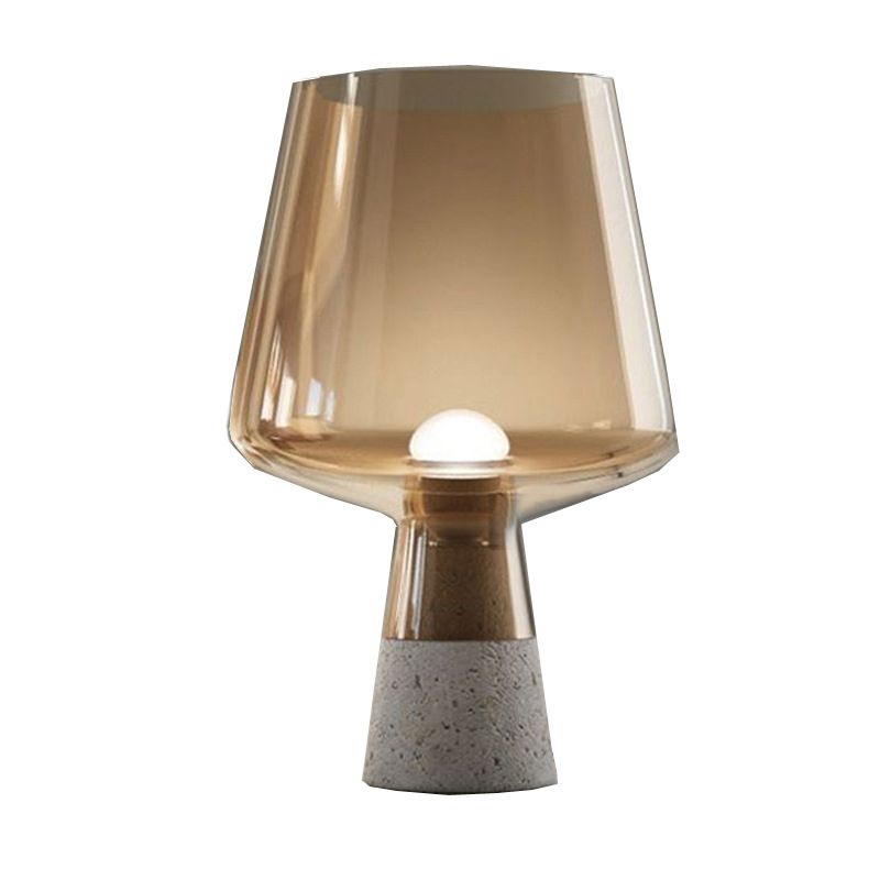 Cement Base Nordic Minimalism Glass Table Lamp Creative Goblet-shaped Single Bulb Nightstand Light