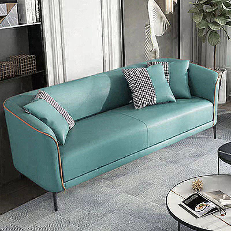 Modern 25.6 " H Faux Leather Tuxedo Arm Sofa for Living Room