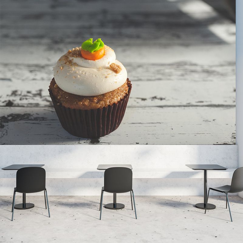 Tasty Dessert Mural Wallpaper with Muffin Pattern Contemporary Restaurant Wall Mural