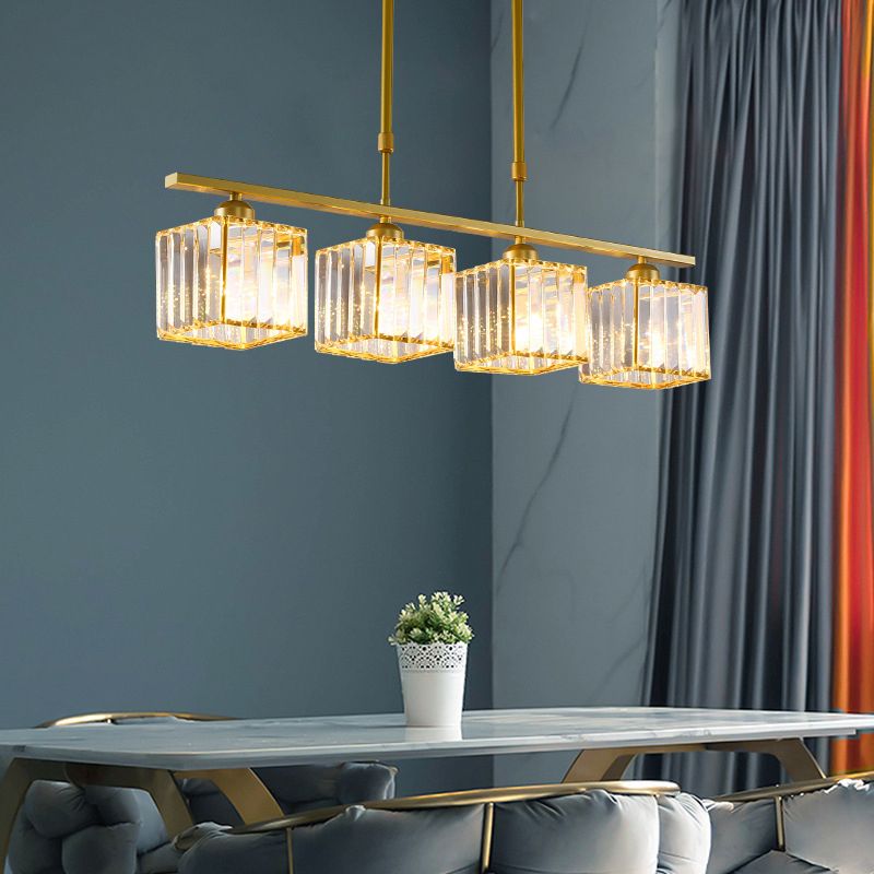 Contemporary Square 4-light Kitchen Island Lighting Wrought Iron Design Ceiling Lights