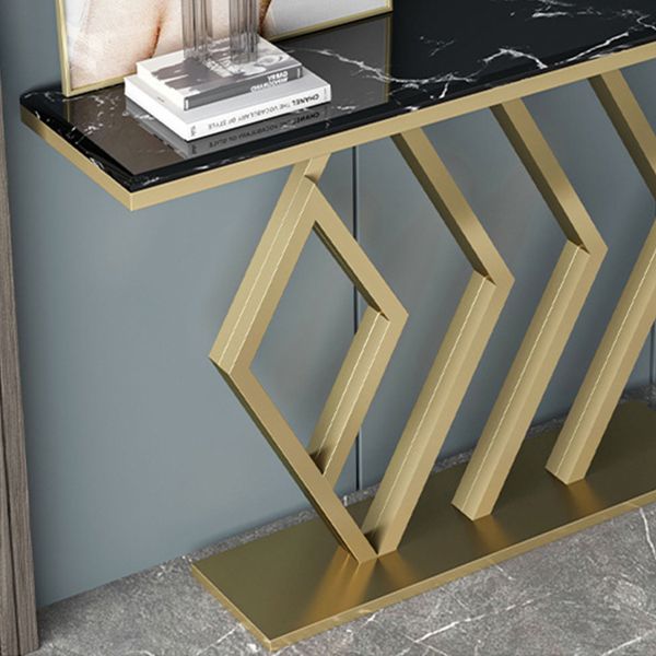 Contemporary Marble Console Sofa Table Rectangle Iron End Table for Hall