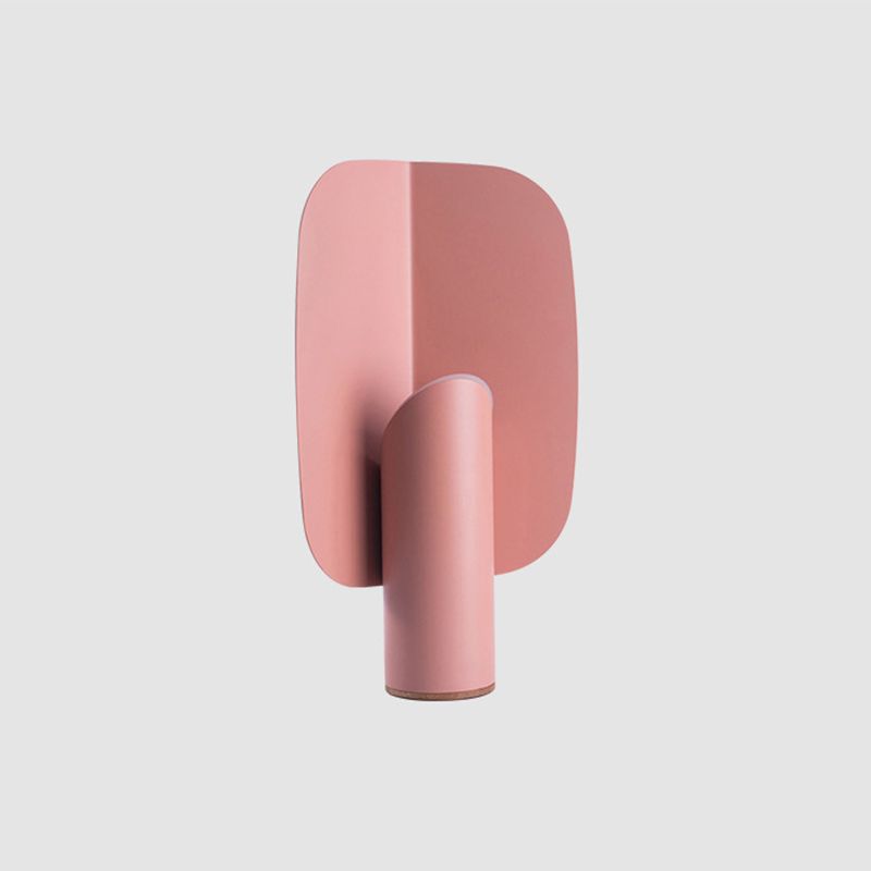 Beveled Tubular Table Lamp Simple Metal 1-Light Bedroom Night Lighting with Curved Panel