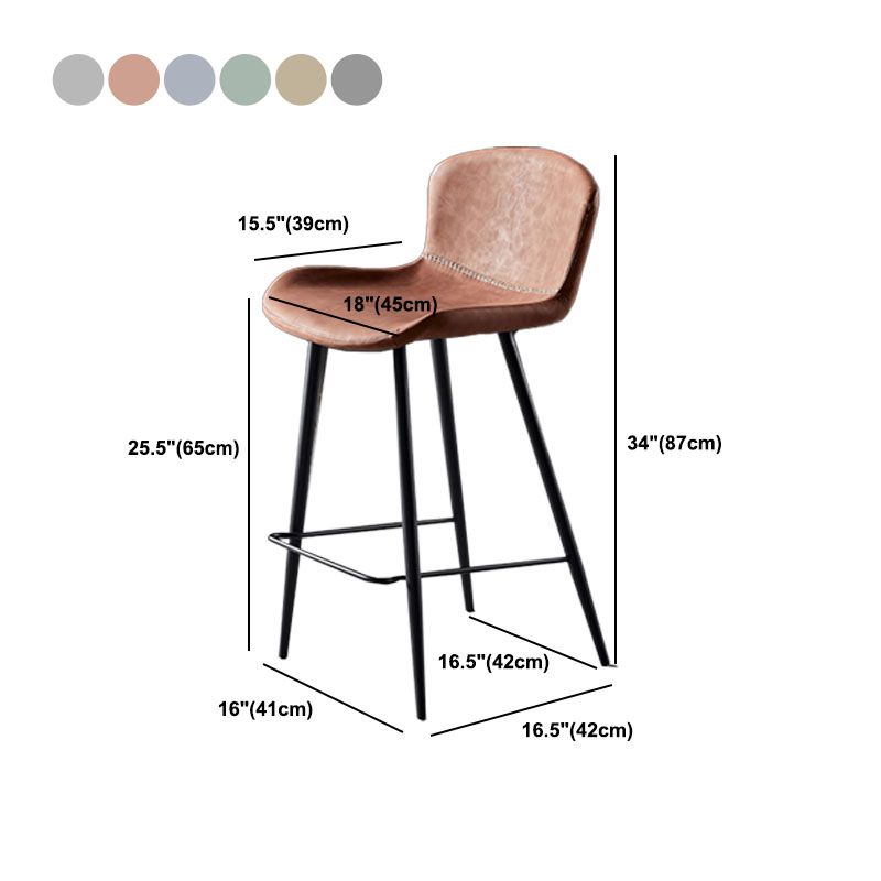 Scandinavian Bucket Backless Stool Leather Upholstered Counter Stool