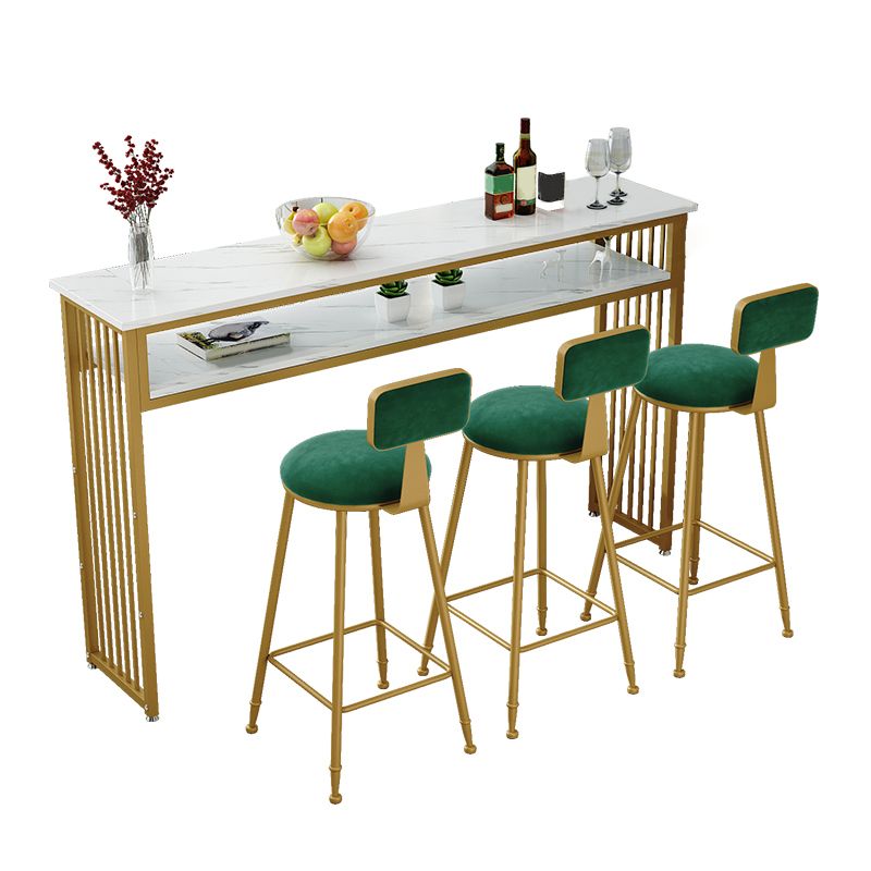 Rectangle Bar Pub Table Set 1/3/4/5 Pcs Metal and Wood Bar Table and Upholstered Stools