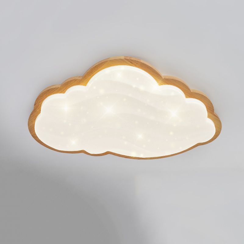 Cloud Wood Flush Mount Lighting Modern Style 1 Light Flush Mount Light Fixture