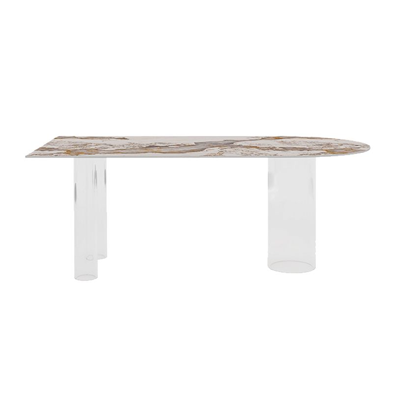 Free Form Modern Dining Table Stone Top Dinette Table with Acrylic Base