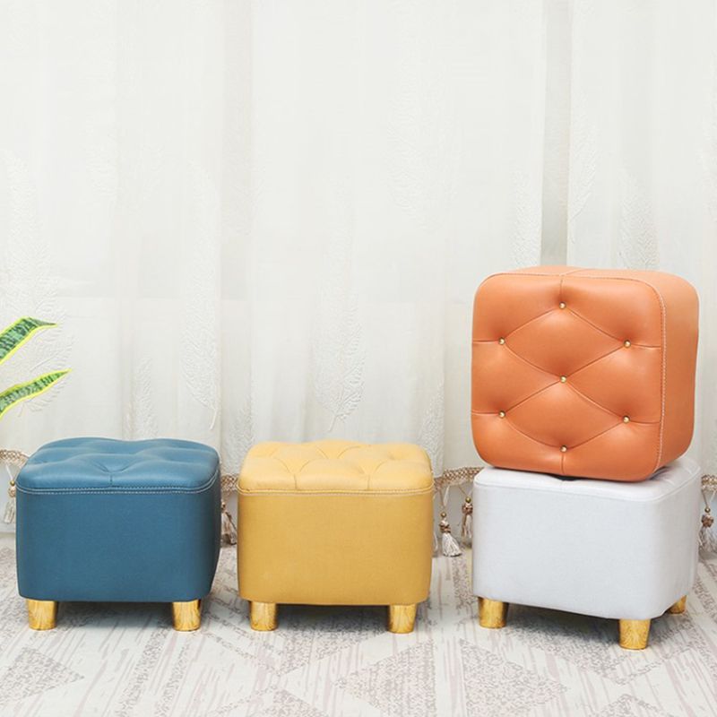 Minimalist Ottoman Solid Color Water Resistant Square Tufted Footstool Ottoman