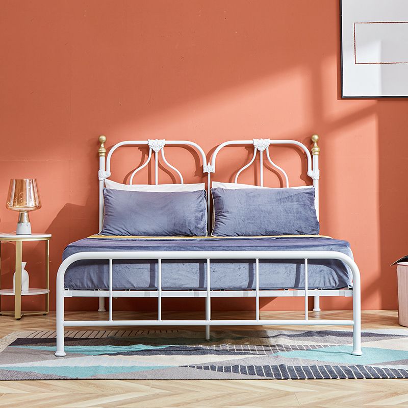 49.21" Modernism Metal Bed with Headboard Low Profile Standard Bed