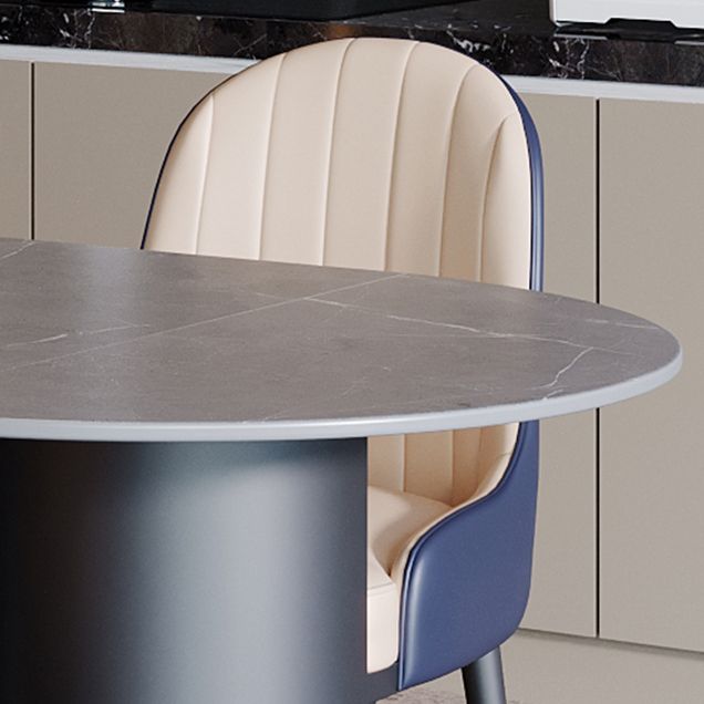 Modern Style Dining Table Sintered Stone Dining Table with Black Frame for Kitchen
