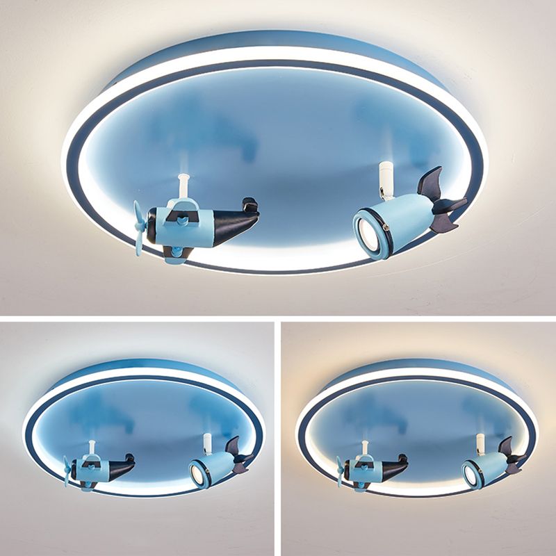 Children Room Flush-mount Lamp Creative Cartoon LED Ceiling Lamp in Blue
