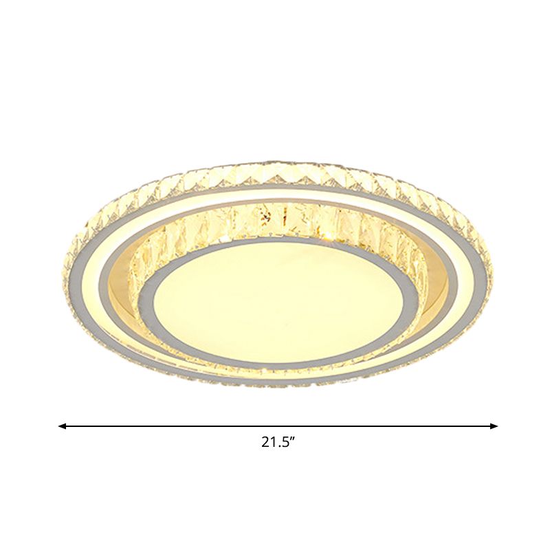 Contemporary Round/Square Flush Mount Lamp LED Crystal Flush Mount Ceiling Fixture in White