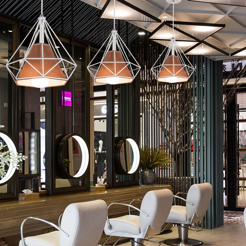 1 pendentif en diamant léger pendentif de plafond en métal industriel avec cordon suspendu pour restaurant