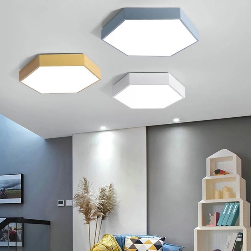 Hexagonal Metal Flush Ceiling Light Minimalist LED Flush Mount Recessed Lighting for Living Room