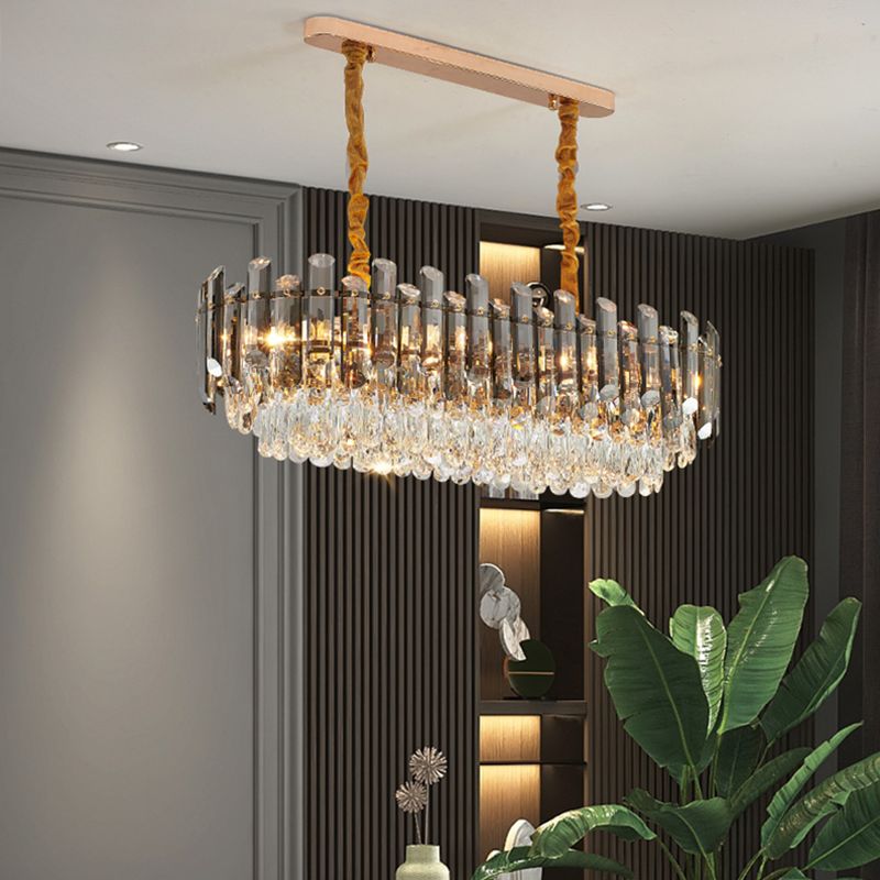 Modern Kitchen Pendant Lights Geometric Island Lighting Fixtures with Crystal Shade