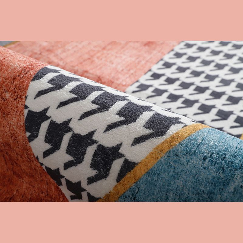 Nordic Area Carpet Contrast Panel Indoor Rug Polyester Living Room Carpet with Non-Slip Backing