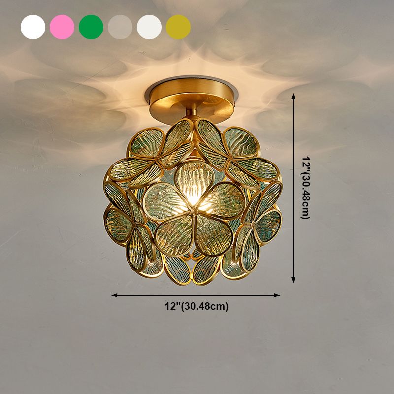 Plafonnier de style colonial pour salon, luminaire semi-aérien en verre et métal