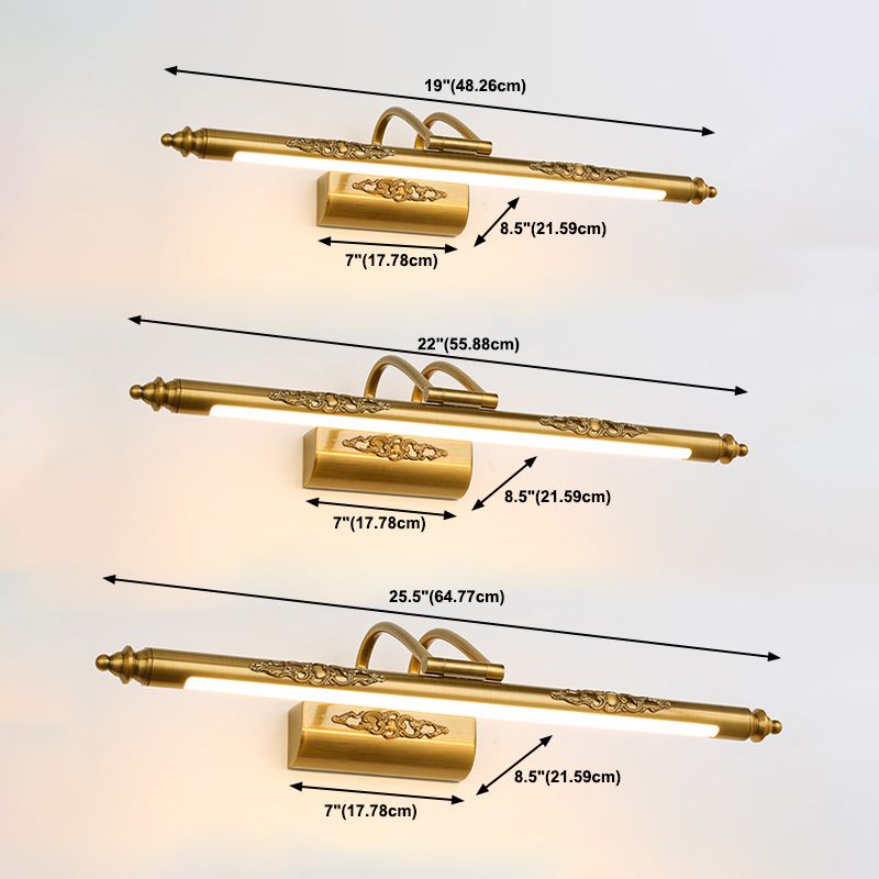 Metalen lineaire schaduw wandconstructie moderne 1-licht spiegelwandwandverlichtingsarmaturen in messing
