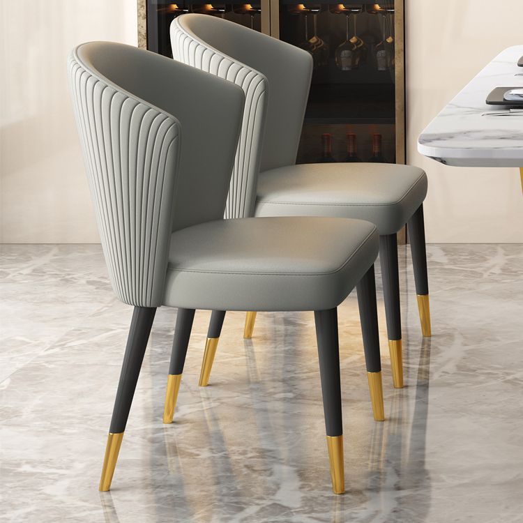 Silla auxiliar escandinava de interior tapizada con respaldo de madera para comedor (juego de 2)