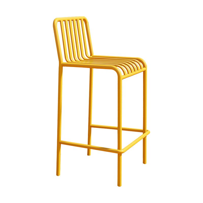 Modern Armless Backrest Counter Stool Iron Cafe Bar Stool with Seat and Pedal