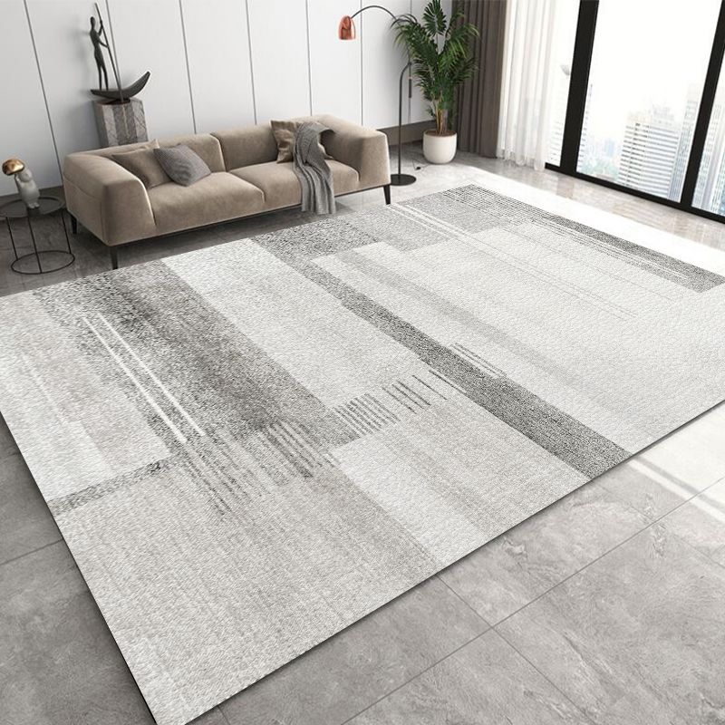 Simple Rug Grey Polyester Carpet Stain Resistant Rug for Living Room