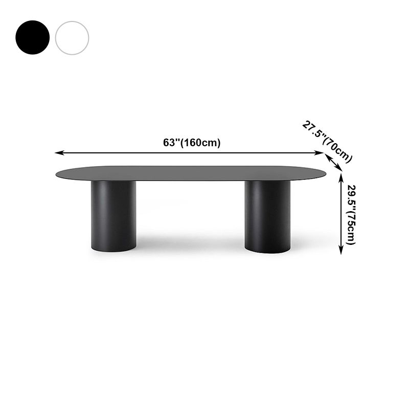 Mesa de comedor de madera maciza ovalada Mesa de comedor moderna con base de pedestal doble