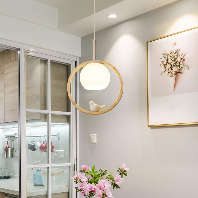 Holz nordisch moderne hängende Anhänger Licht 1-Licht-Tropfen Anhänger für Balkon