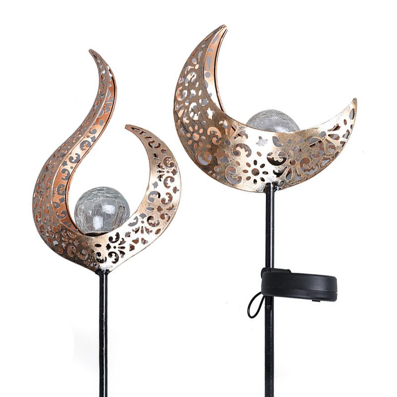 Hollowed out Garden LED Stake Light Iron Modern Solar Lawn Lighting in Bronze, 1 Pc