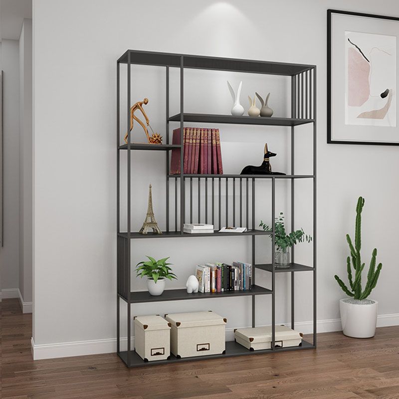 Modern Metal Bookshelf Etagere Open Shelf Bookcase in Burnish-70.8" H x 11.8" W