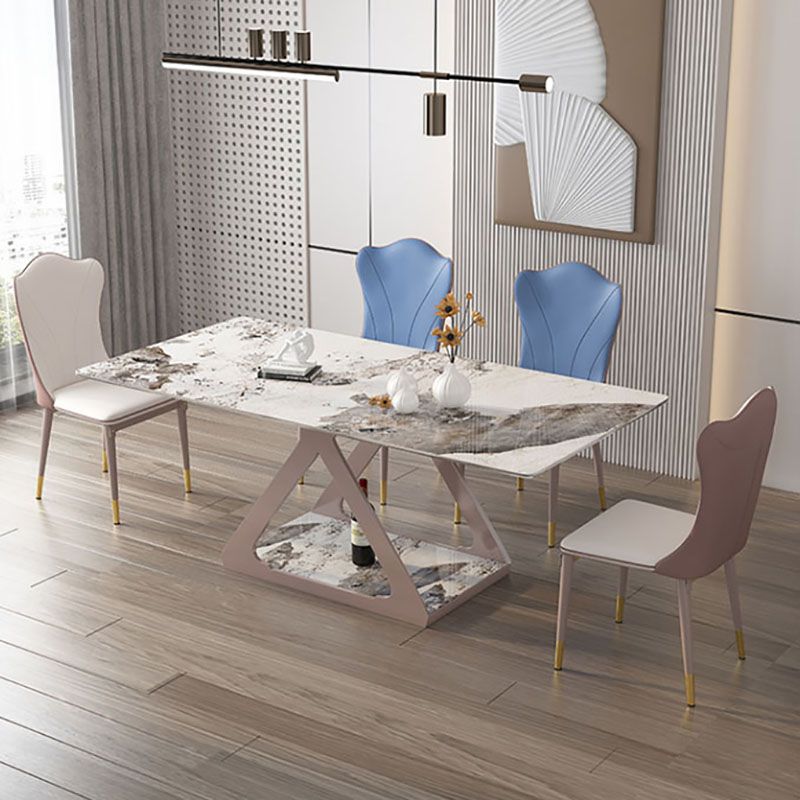 Leather Dining Side Chair Scandinavian Design Solid Back Armless Dining Chairs