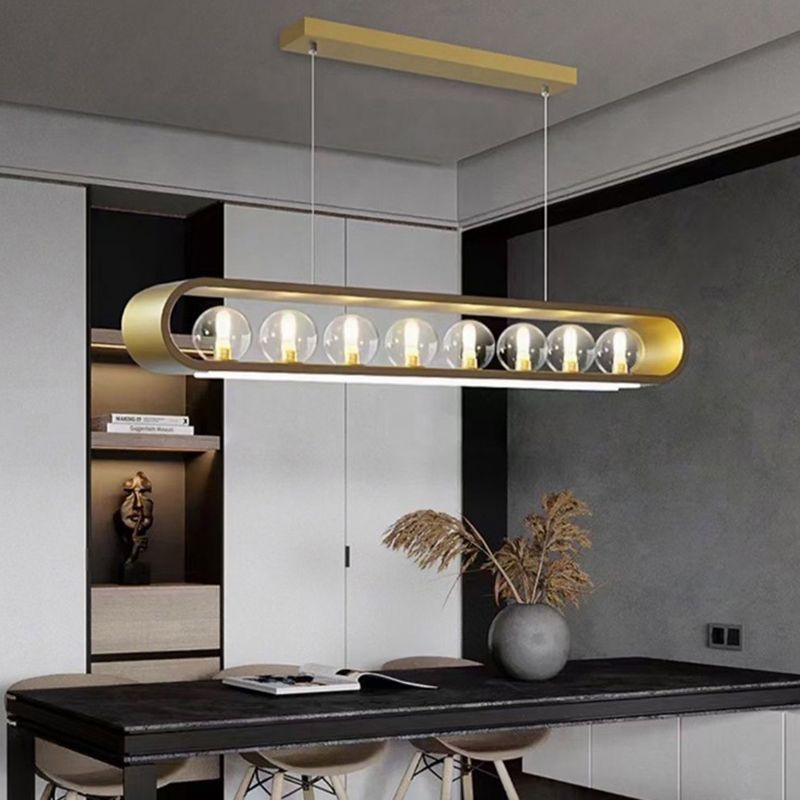 Minimalismo Isla Ligera Ligera de vidrio transparente accesorios de iluminación para comedor