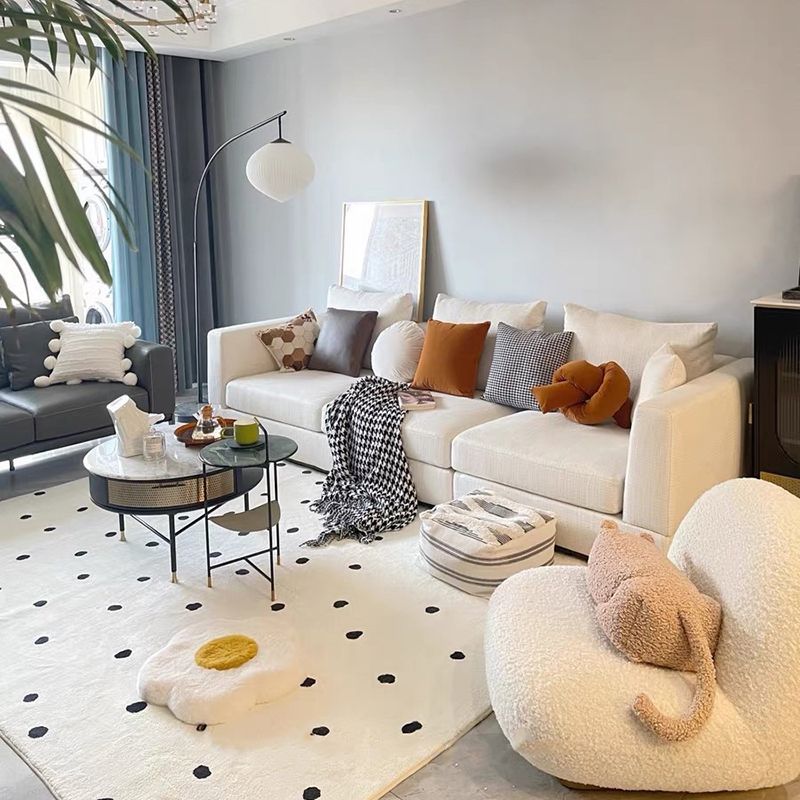 Beige Modern Rug Polyester Spots Rug Washable Rug for Living Room