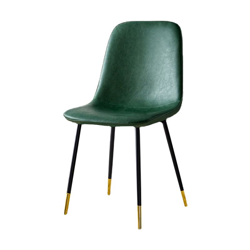 Glam Style Leather Dining Chairs for Kitchen Solid Back Armless Chairs