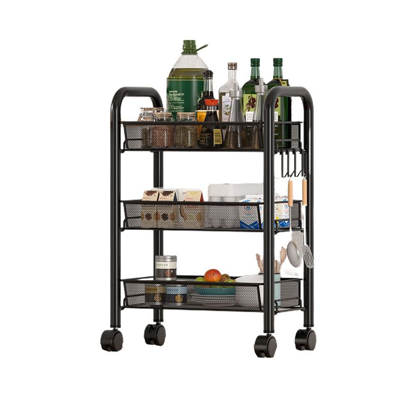 Metal Dining Room Prep Table Open Shelves Rolling Kitchen Trolley