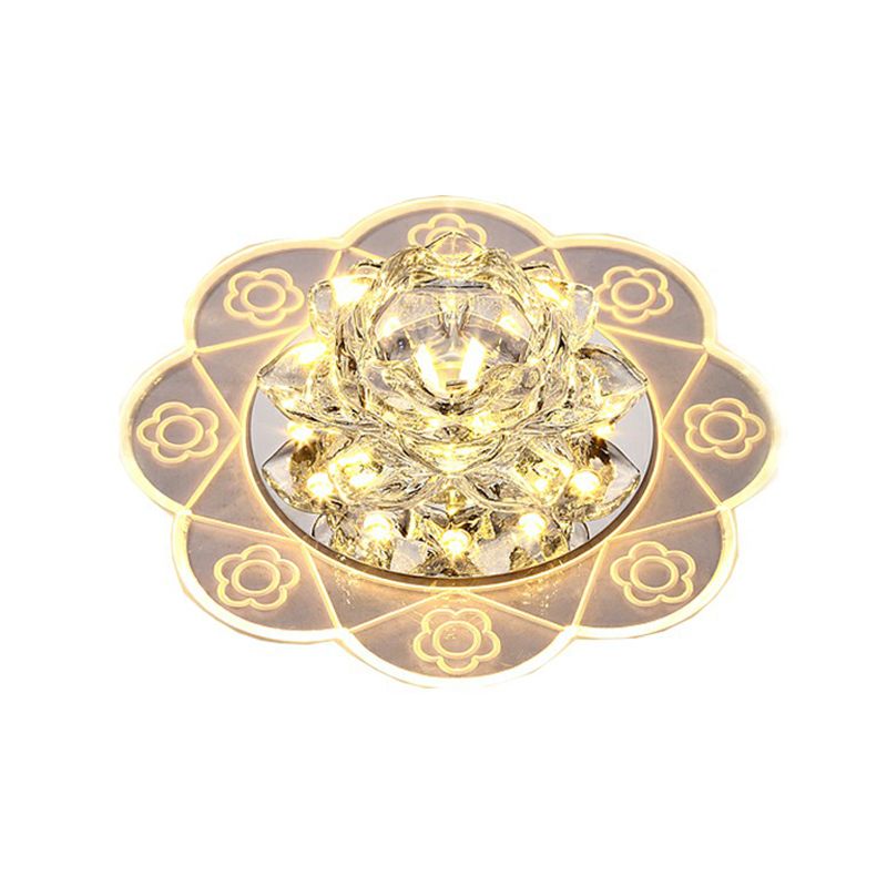 Éclairage encastré floral Luminaire encastré à LED en cristal minimaliste pour couloir en clair