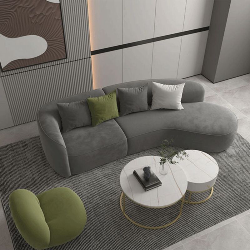 Modern Style Sofa Bed Even Back Armrest No Cushion Back Grey Sofa