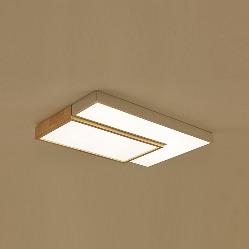 2 Lights Wooden Ceiling Mounted Light Contemporary Ceiling Light with Acrylic Shade