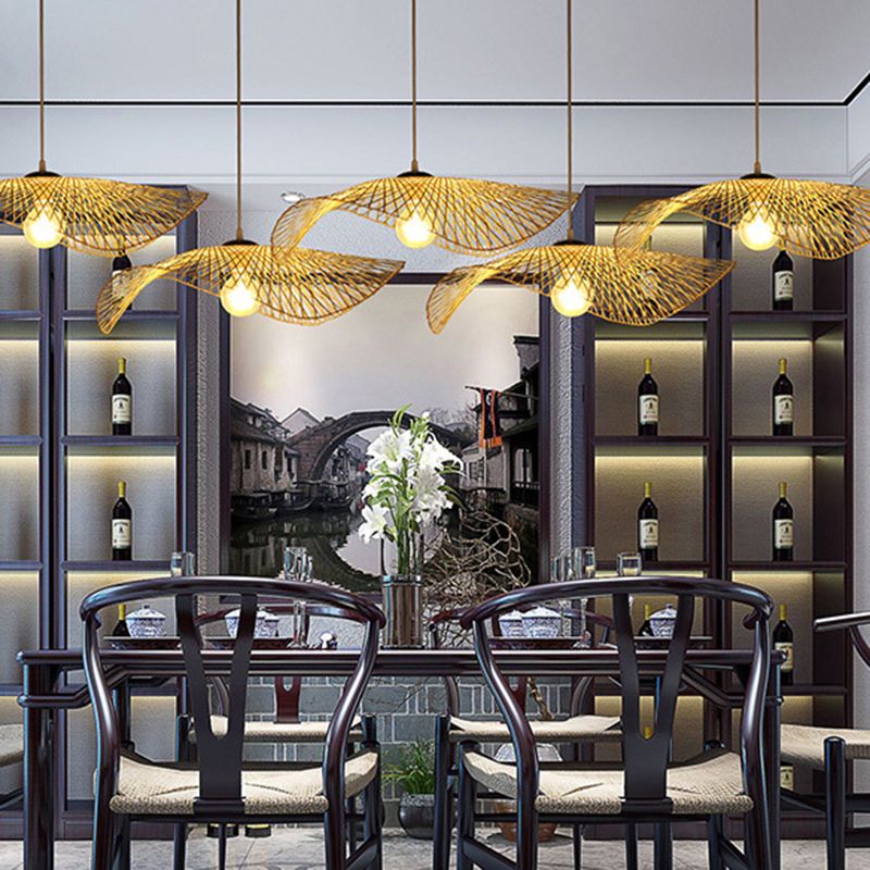 Lotusblatt Bambus Anhänger Licht zeitgenössisch