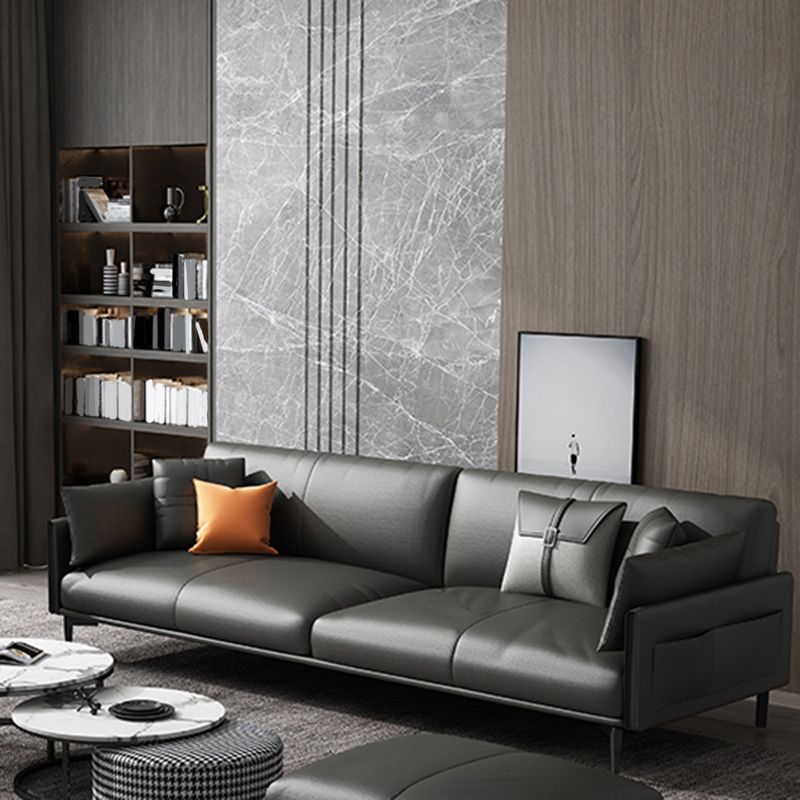 Faux Leather Sofa 33.46 " D x 30.70" H Square Arm Sofa for Living Room