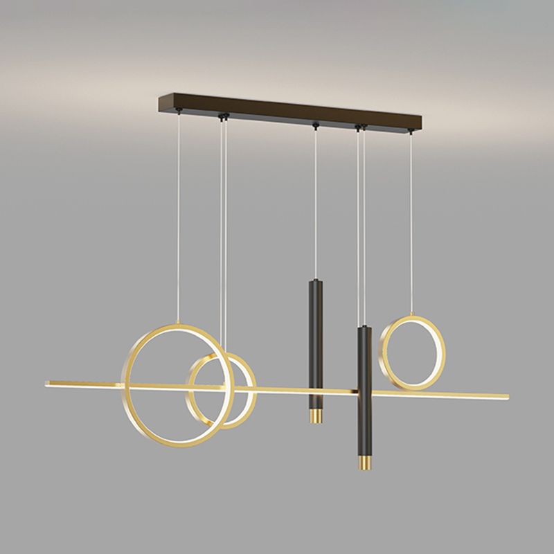 Black New Modern Island Chandelier Linear Aluminum Chandelier Lighting Fixture for Dining Room