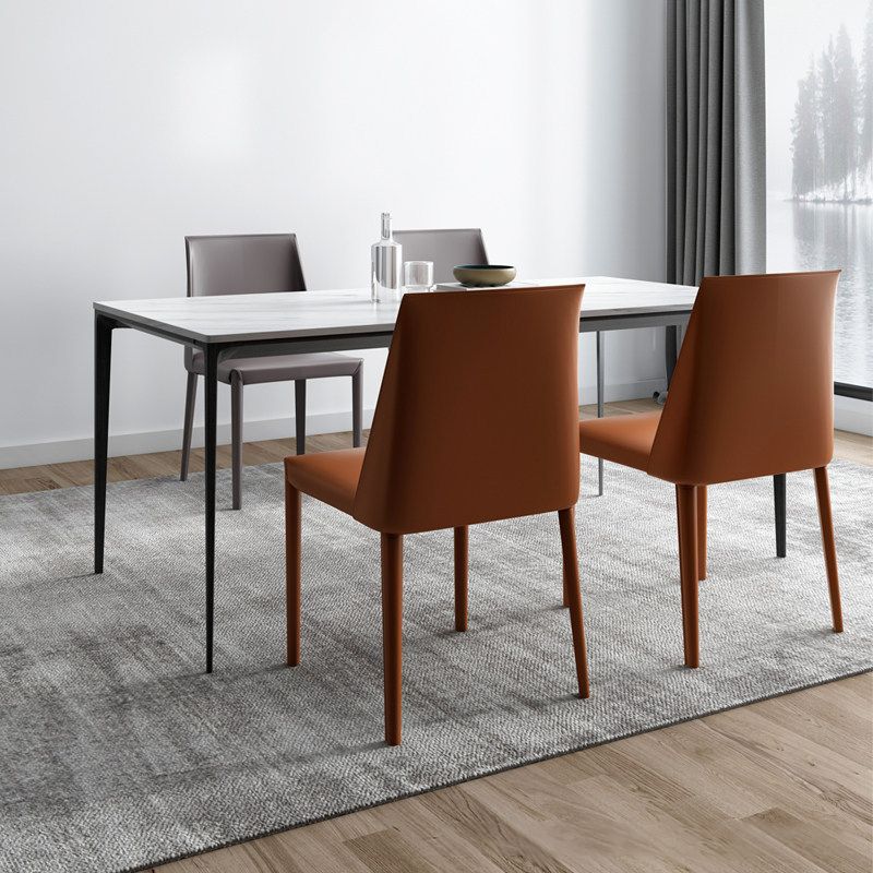 Contemporary Sintered Stone Table Rectangle Table Set 1/4/5/7 Pieces Dining Set