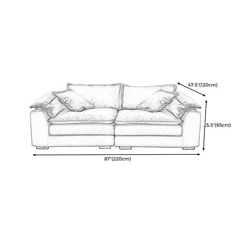 Fabric Pillow Top Arm Sectional Sofa 25.6"High Removable Cushions Sofa with Slipcover