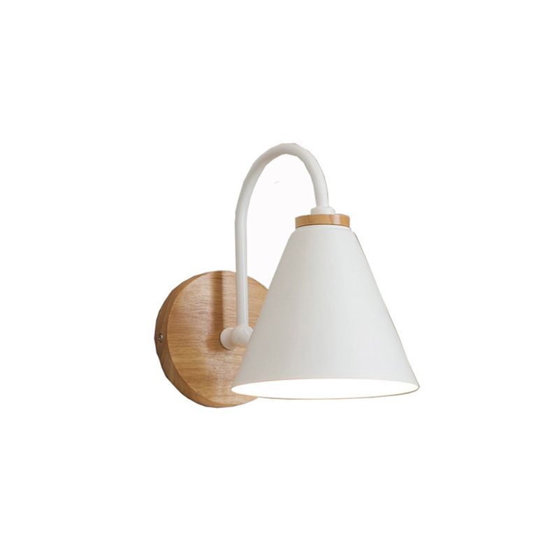 Lámpara de pared única de hierro forjado en moderna luz de pared de domo de madera de estilo conciso para espacios interiores