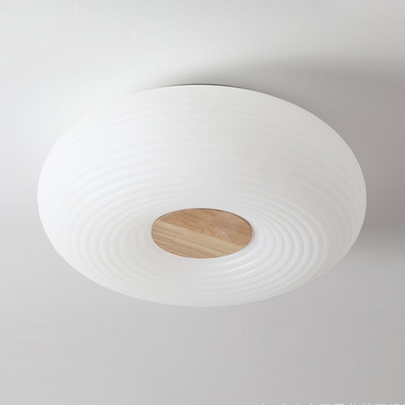 Modern LED Metal Flush Mount Geometric Shape Ceiling Light with Plastic Shade for Bedroom