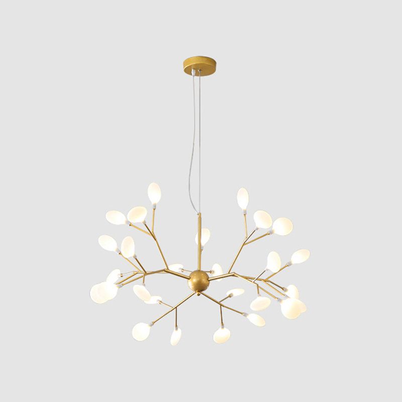 Leaf Chandelier Contemporary Acrylic LED Gold Ceiling Suspension Lamp for Living Room