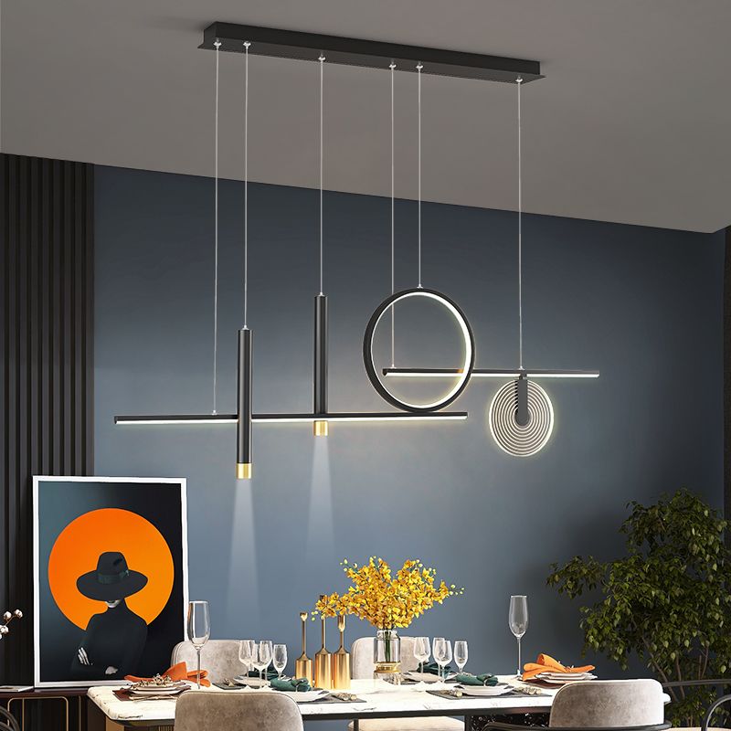 Isola ombreggiata minimalista Isola Light Metal Sala da pranzo LED Isola Penderant Light in Black