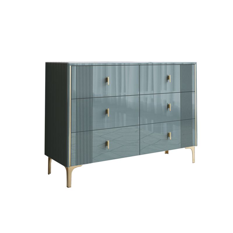 16" W Horizontal Double Dresser Bedroom Slate Top Storage Chest with Drawers