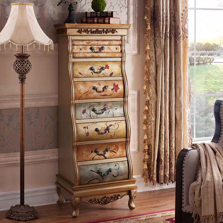 Traditional Storage Chest Solid Wood Dresser with 7 Drawers , 16.5 Inch Width