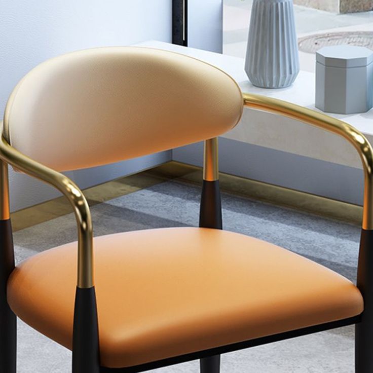 Metal Dining Room Kitchen Chair Black Legs Open Back Dining Chair