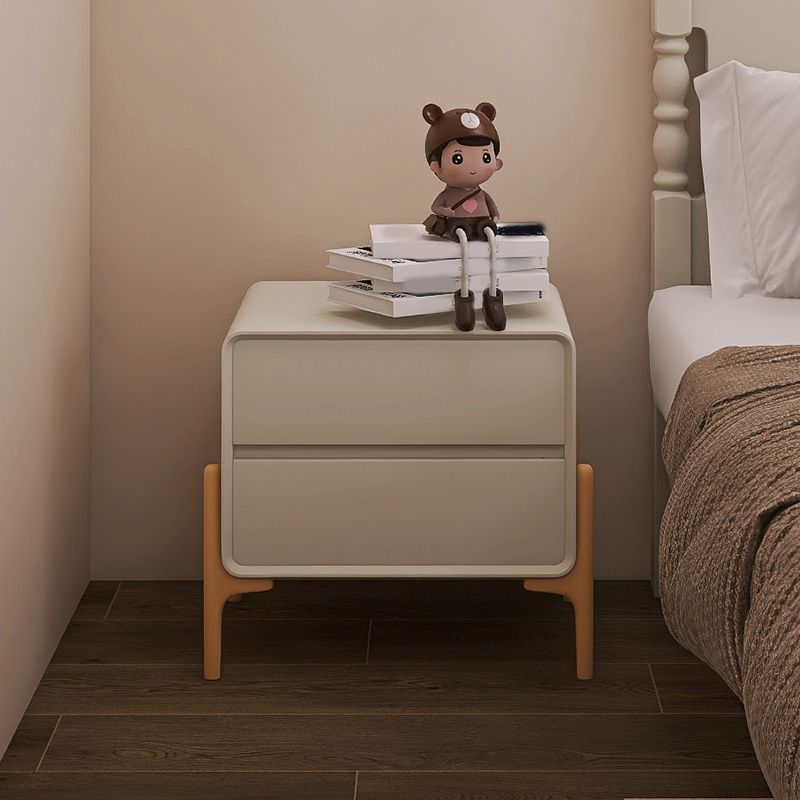 Youth Nightstand Manufactured Wood with Drawers Neutral Flat Top Nursery Nightstand